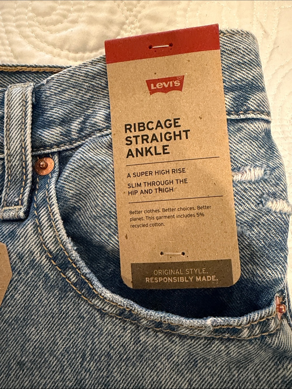 Levi's Light Blue Ribcage Straight Ankle Jeans